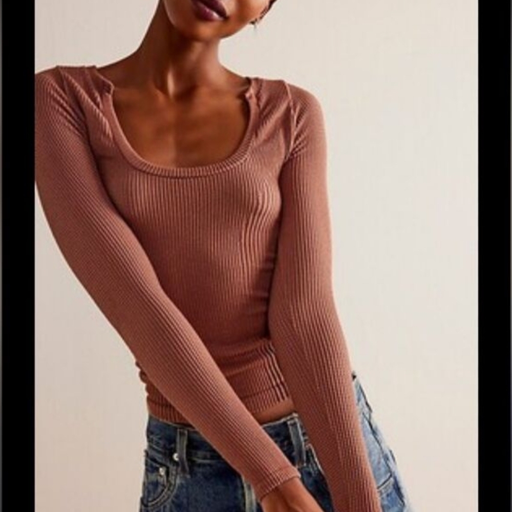 NEW 🆕 Free People Women's Clean Slate Seamless Layering Withered Rose Top M/L